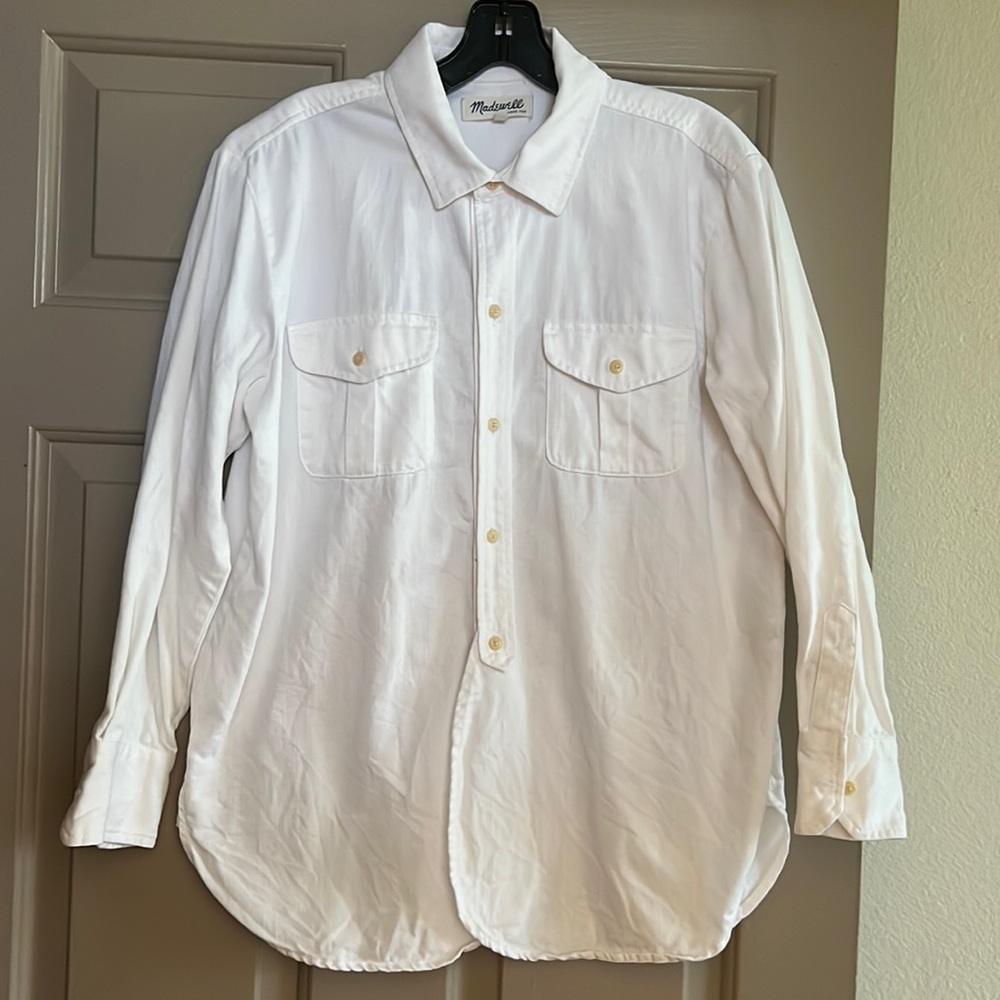 Madewell Small white cotton button front tunic